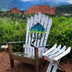Aspen Northern Lights Mountain Mural Adirondack Ski Chairs