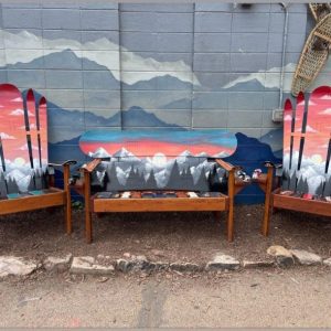 Sunset Mountain Adirondack Snowboard Bench with Chairs - Set of 3