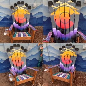 Retro Colorado Purple Mountain Sunset Mural Ski Chair