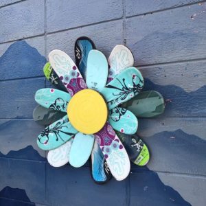 Ski Wall Flowers Medium Repurposed Wall Art - 24"