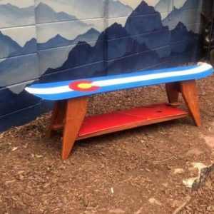 Colorado Flag Single Snowboard Coffee Table with Shelf