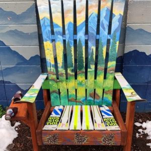 Summer Mountain Oil Painted Ski Chair