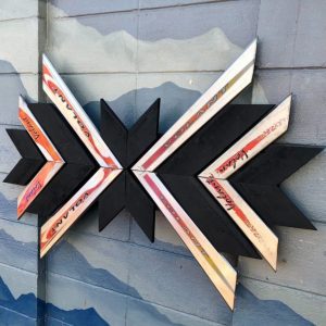 Red Ski Chevron Wall Art  Steel Volant Skis & Wood - 36"
