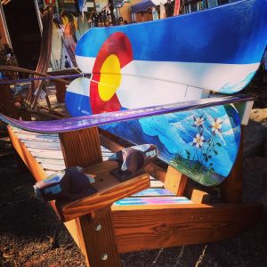 Colorado Columbines and Mountains Snowboard Bench