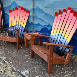 Sunset Purple Mountains Mural Ski Chairs - Set of 2
