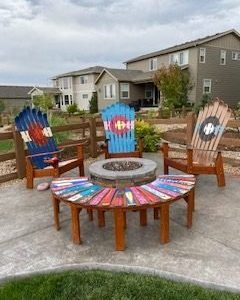 Customizable Colorado Ski Chairs with Half Circle Bench - Set of 4