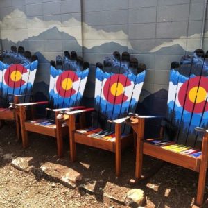 Colorado Flag Night Mural Galaxy Ski Chairs - Set of 4