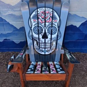 Silver Sugar Skull Adirondack Ski Chair