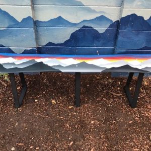 Steel Frame Sunset Mystic Mountain Single Snowboard Bench