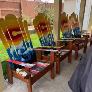 Sunset Moose Adirondack Ski Chairs - Set of 4