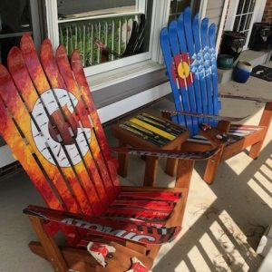 Rocky Mountain Sunset Moose Adirondack Ski Chair Set