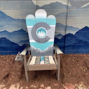 Teal and Grey Colorado Flag Mountain Mural Hybrid Chair