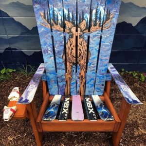 Moose Mural Adirondack Ski Chairs