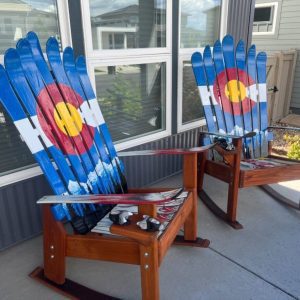 Colorado Flag Mural Ski Adirondack Rocking Chairs - Set of 2