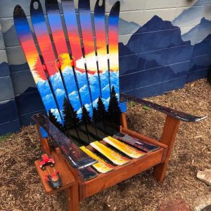 Adirondack Ski Chair with Colorado Sunset Mountain Mural