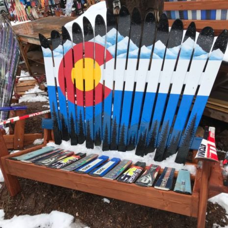 Colorado Mountain Mural Ski Bench
