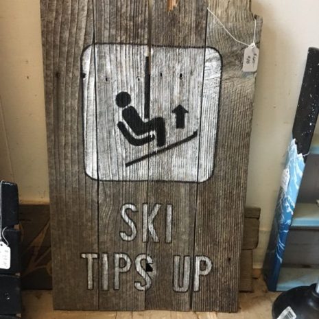Ski Tips Up Barnwood Wall art