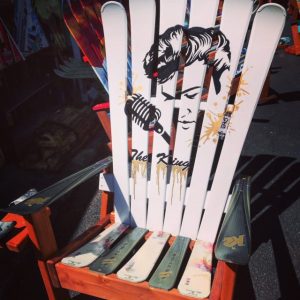 Elvis Presley The King Hand Painted Adirondack Ski Chair Set