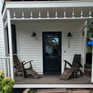 2 Original Oak Whiskey Barrel Adirondack Chairs & 2 Ottomans - Set of 4