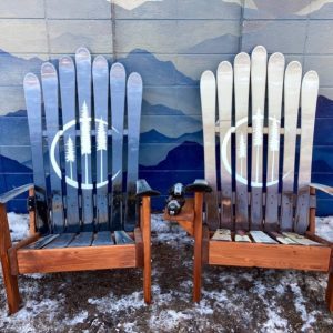 Crescent Moon and Forest Adirondack Ski Chairs - Set of 2