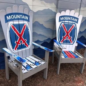 10th Mountain Division Tall Base Ski Chairs - Set of 2