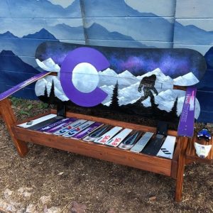 Bigfoot, Sasquatch, and Yeti Adirondack Milky Way Galaxy Snowboard Bench