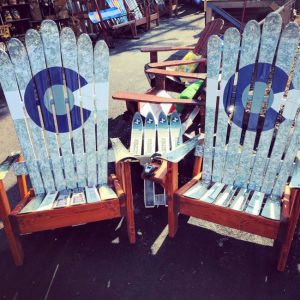 Marbled Greyscale Colorado Flag Ski Chair