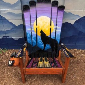 Howling Wolf Moon Mural Adirondack Ski Chair