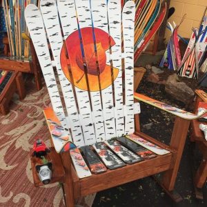 Adirondack Ski Chair with Fall Aspen Leaf and Colorado Flag