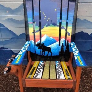 Alaska State Moose and Sunset Adirondack Hybrid Ski and Snowboard Chair