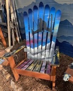Freestyle Skier Sunset Mountain Stripe Ski Chair