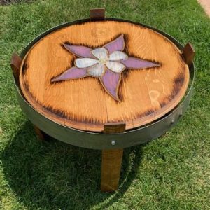 Columbine wine barrel side table