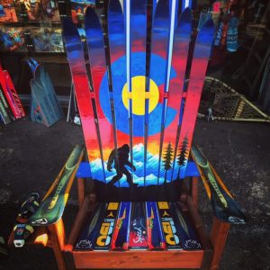 Colorado Bigfoot/ Sasquatch Sunset Mountain Mural Adirondack Ski Chair