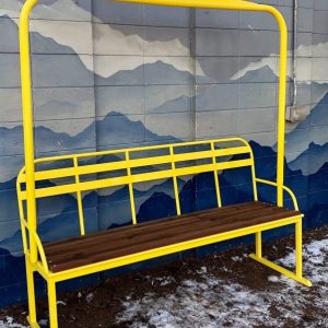 4-Person Yellow Replica Ski Chairlift Bench