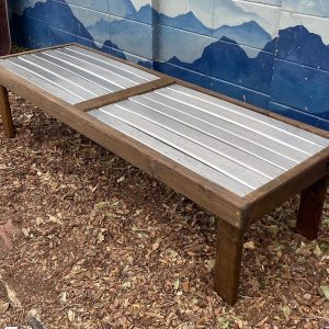 XL Ski Coffee Table with Volant Stainless Skis and Dark Walnut Stain - 52"