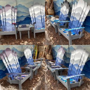 Grey Mystic Mountains Mural Adirondack Ski & Snowboard Chairs - Set of 4