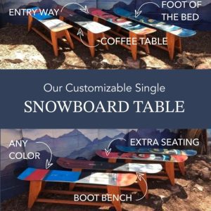 Single Snowboard Coffee Table (pick your colors)