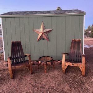 Wine Barrel Adirondack Chairs with a Matching Side Table - Set of 3