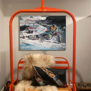 Mountain House Combo - "2-person Chairlift Swing + 22"x29" Skier wall print"