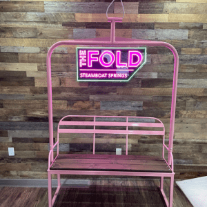 3-Person Pink Powder Coated Replica Ski Chairlift Bench
